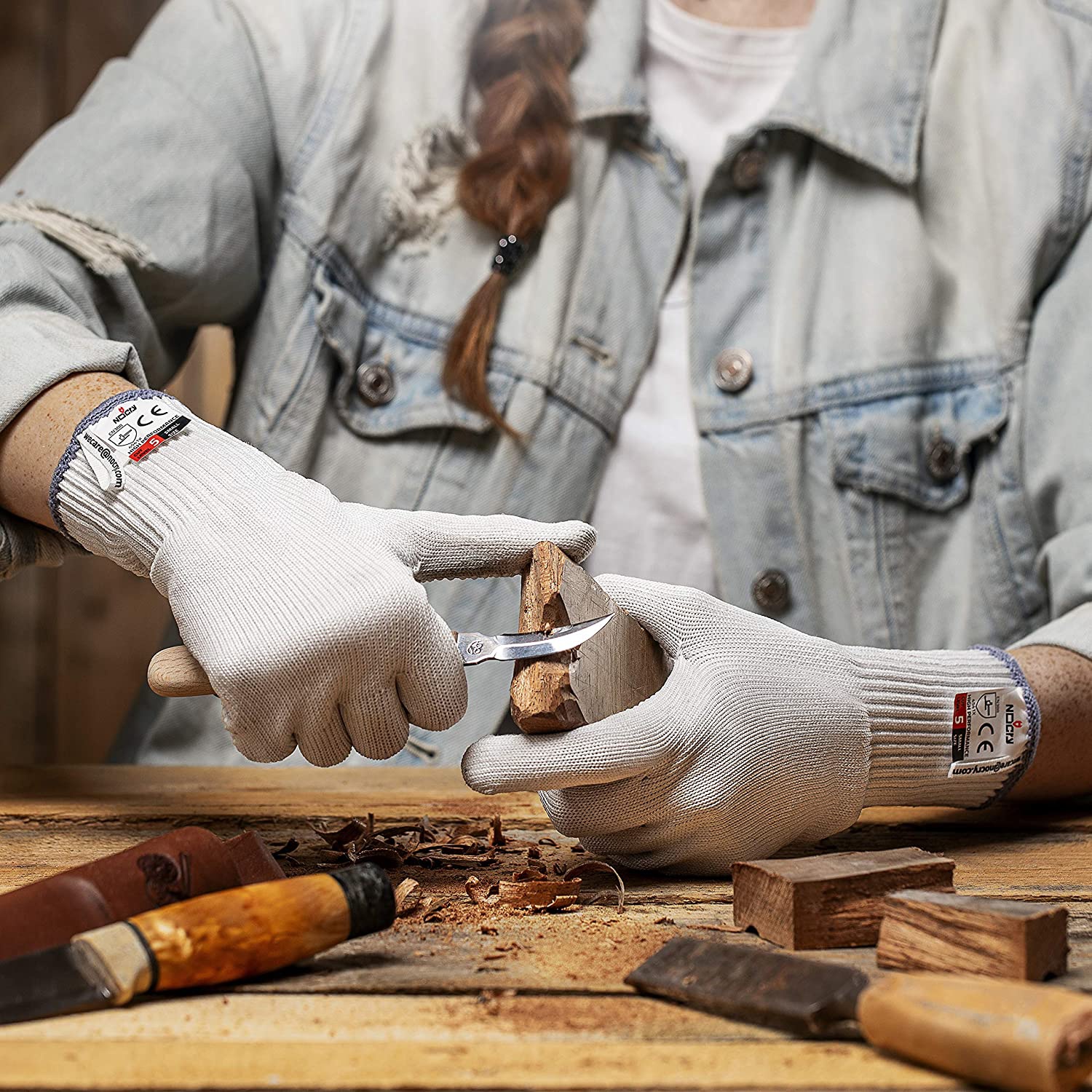 Cut Resistant Work Gloves with Rubber Grip Dots