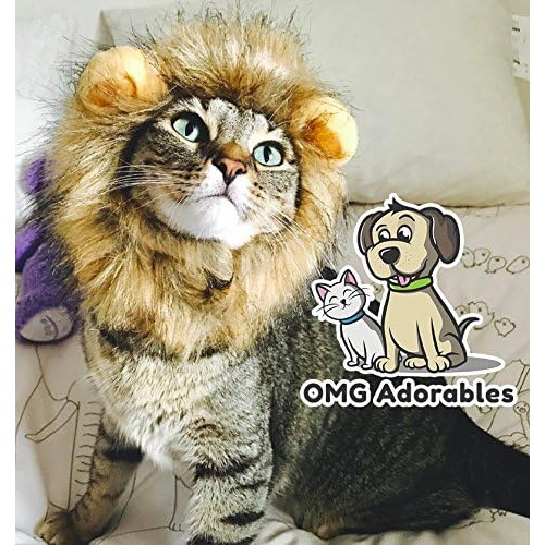 OMG Adorables Lion Mane Costume Cats | Soft, Furry Pet Wig Cute Ears | Fits  Adult Felines Small Dogs | Pet Friendly Clothing Accessories