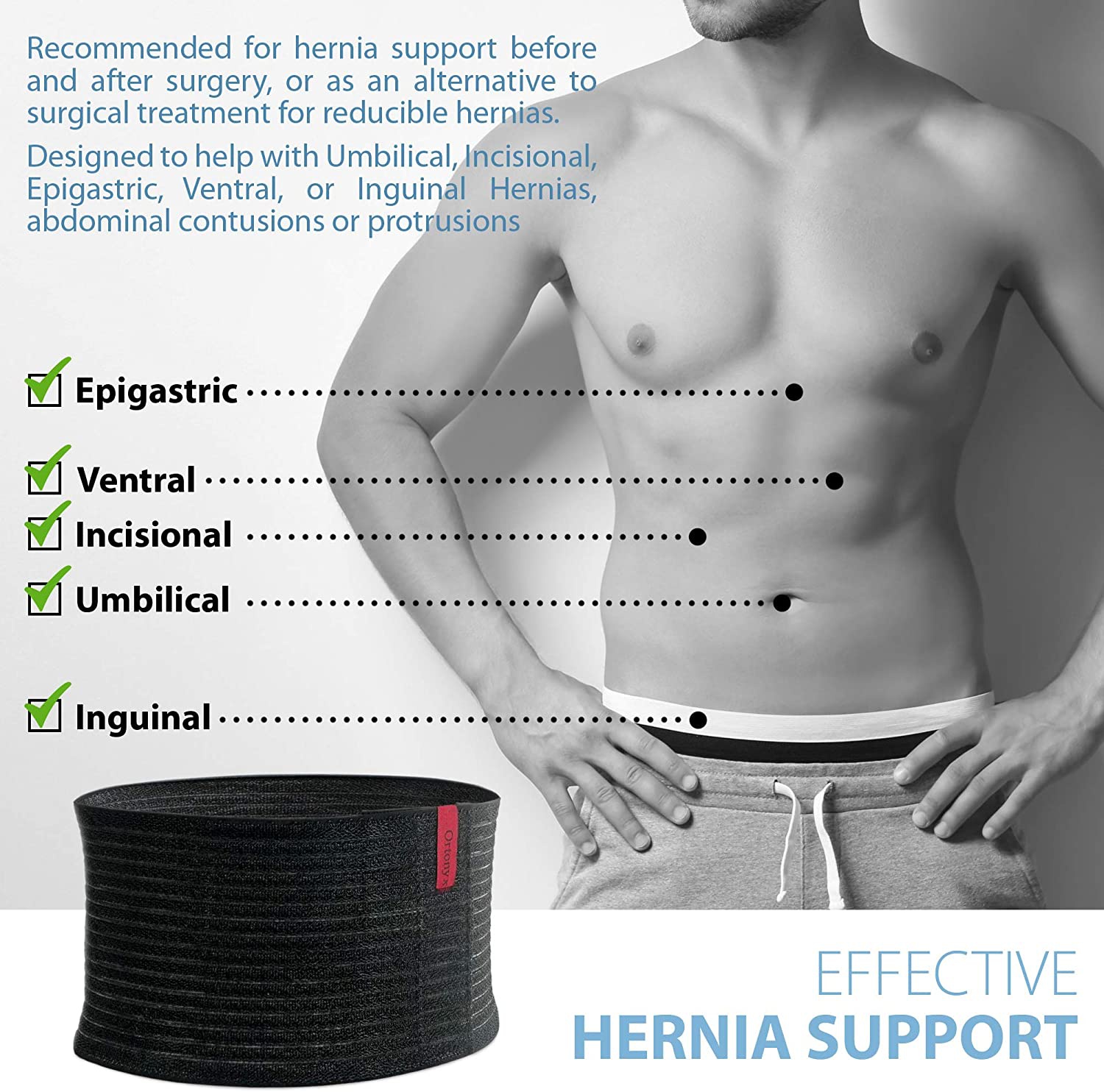 High-Quality Umbilical Hernia Belt with Support Pad - Navel, Ventral,  Epigast