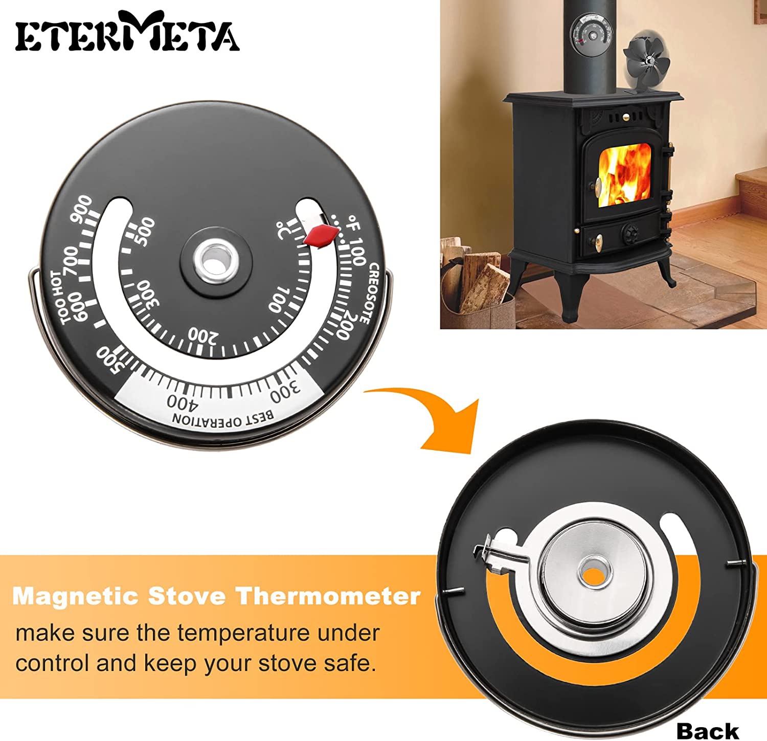 Thermomètre de poêle à bois pour ventilateur de cheminée