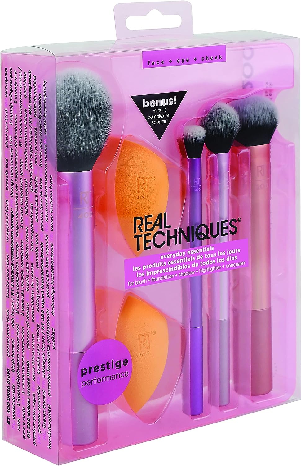 Real Techniques Makeup Brush Set with 2 Sponge Blenders for Eyeshadow,  Foundation, Blush, and Concealer, 6 Piece Makeup Brush Set