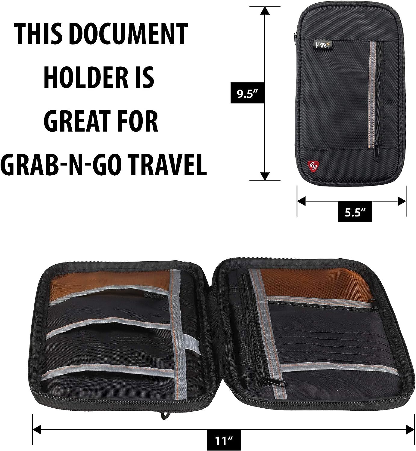 Black RFID Document Organizer for Luggage - Size: One Size (1248)